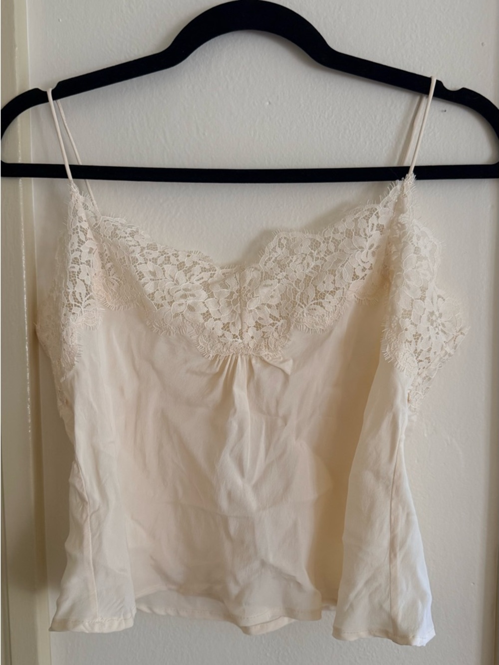 Zimmerman Cropped Lace Trim Satin Camisole in Cream